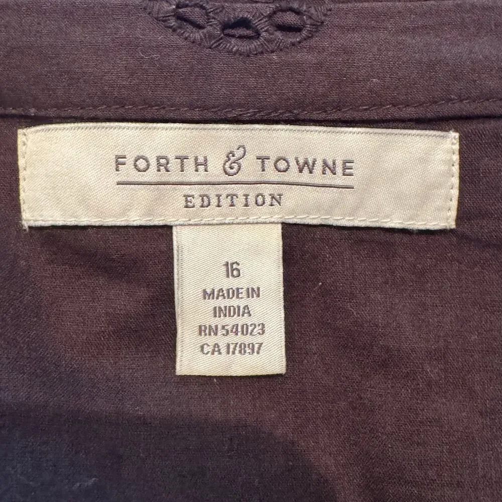 Forth & Towne A Gap Brand 100% Cotton Brown Eyelet Size 16 Skirt